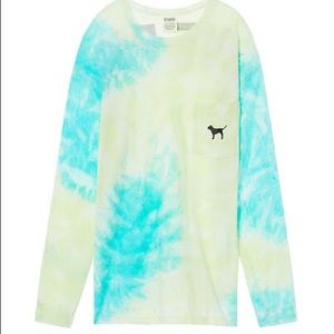 Vs pink tie dye long sleeve tee